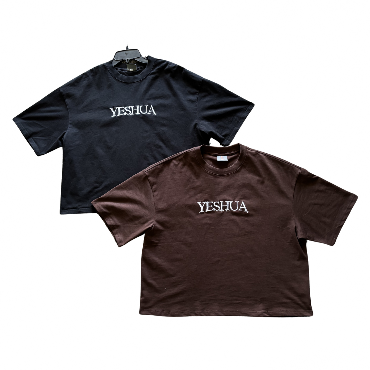 YESHUA Cropped Oversized Embroidered Tee