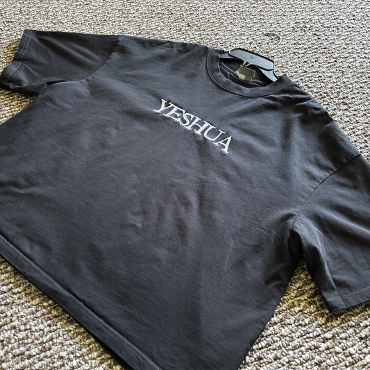YESHUA Cropped Oversized Embroidered Tee