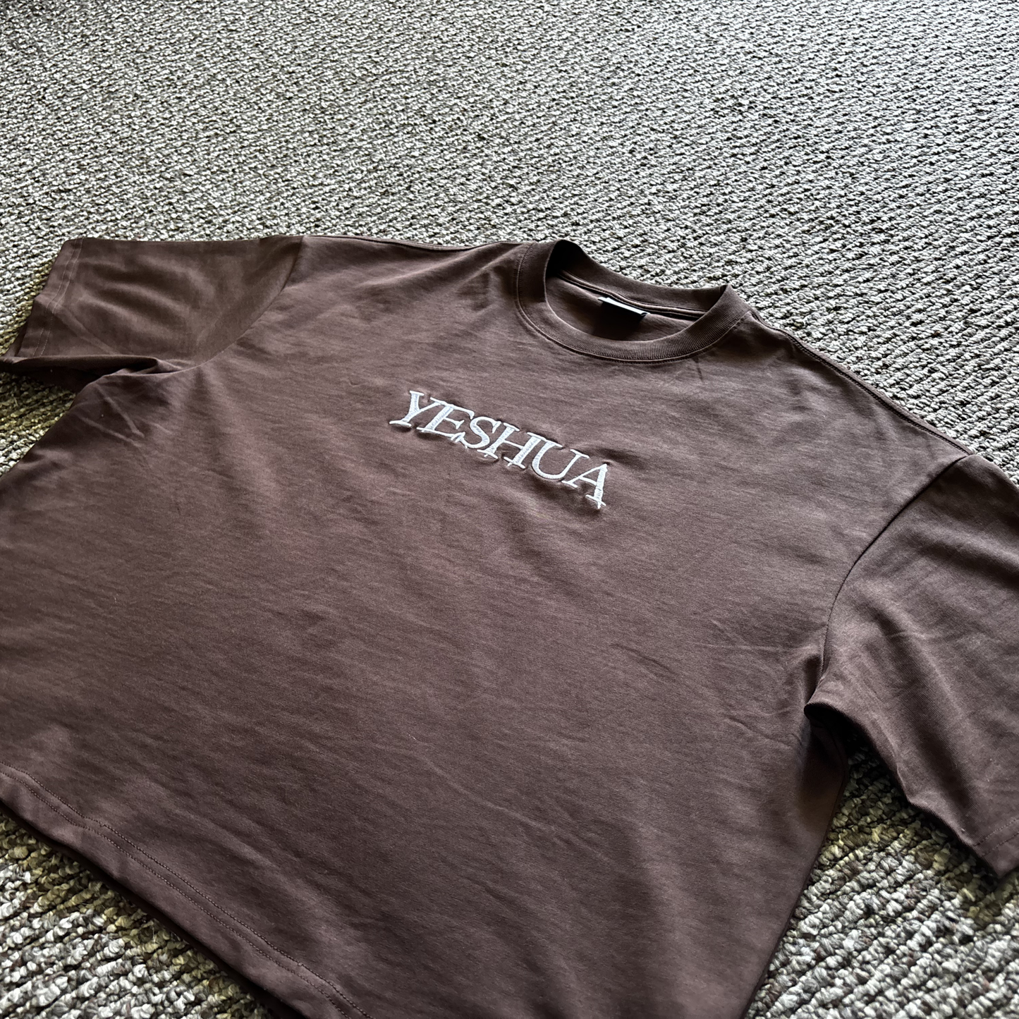 YESHUA Cropped Oversized Embroidered Tee