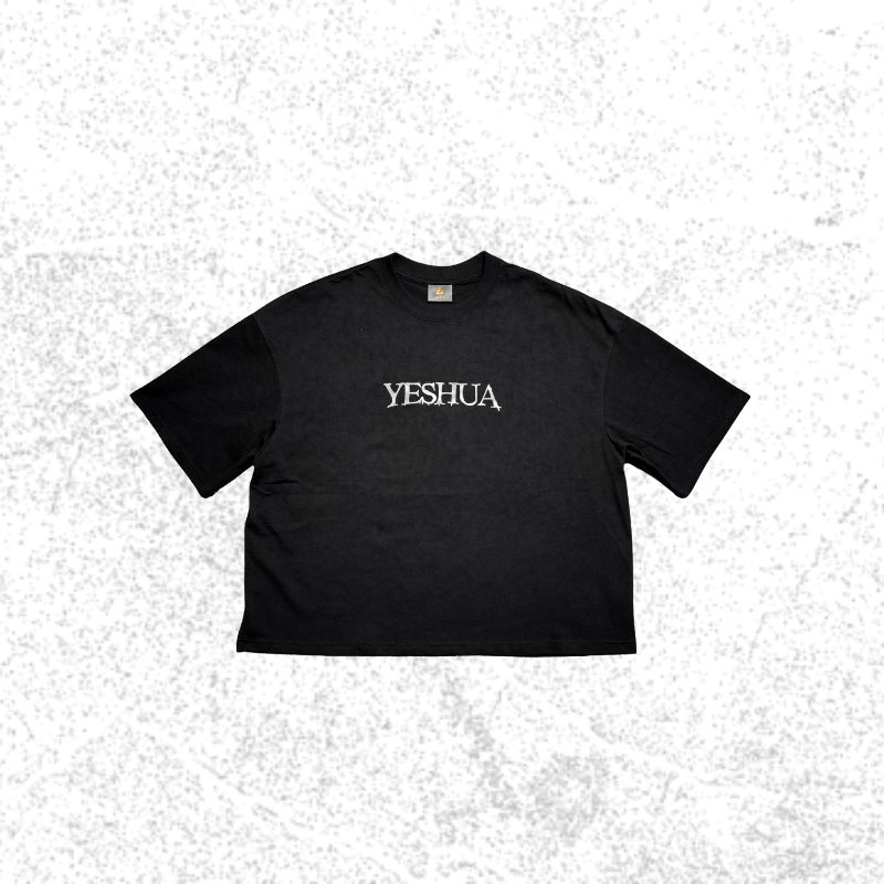 YESHUA Cropped Oversized Embroidered Tee
